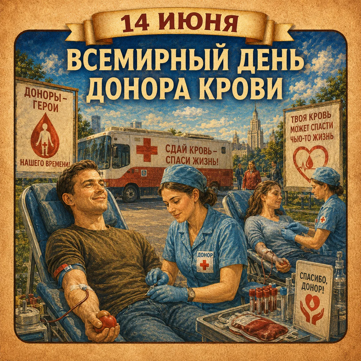 🩸14 июня Всемирный день донора крови

Целями этого события являются повышение осведомленности о пот
