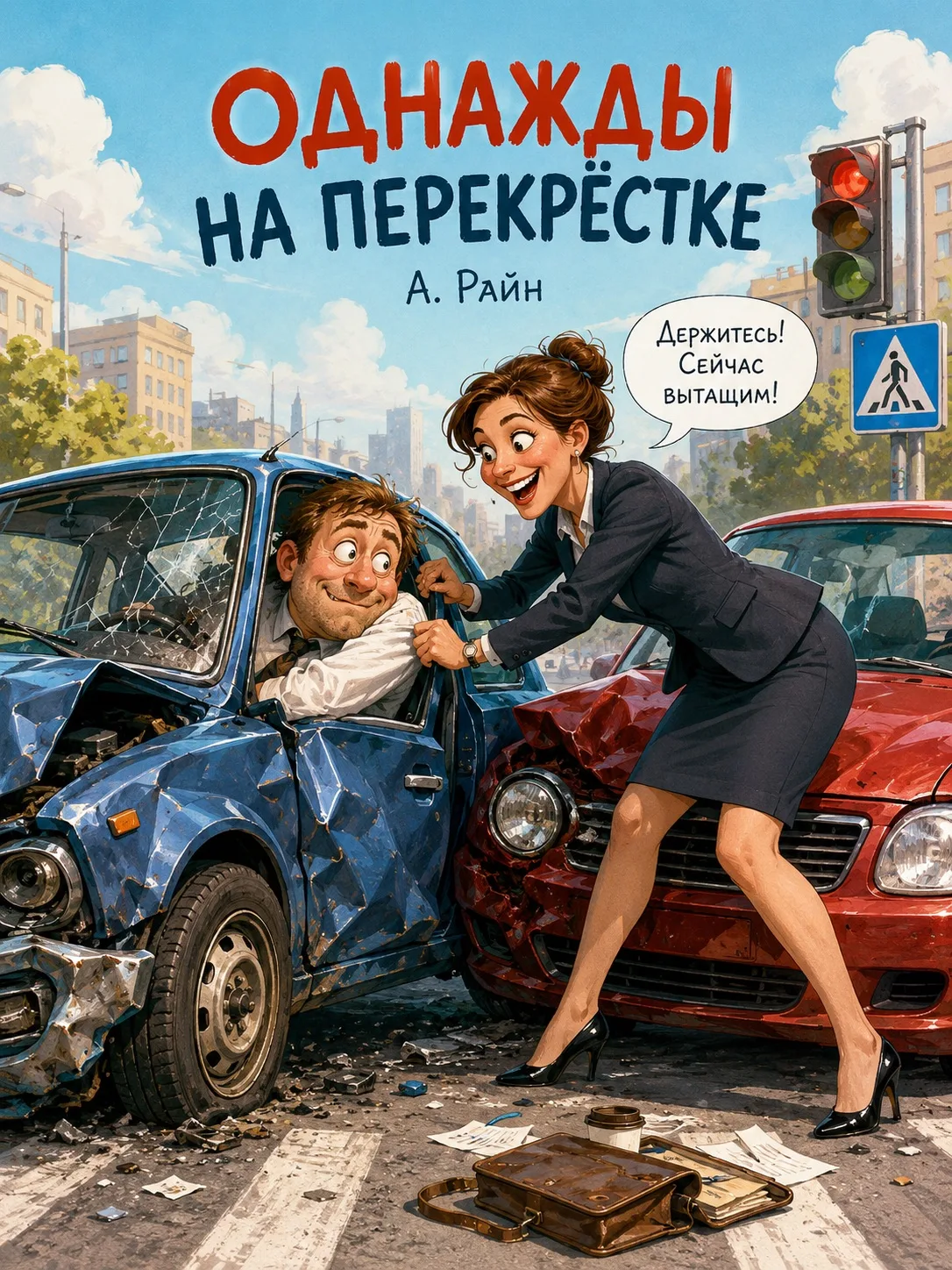 Однажды на перекрестке 

Надя проезжала перекресток, словно возглавляла свадебный кортеж — вдавив кл