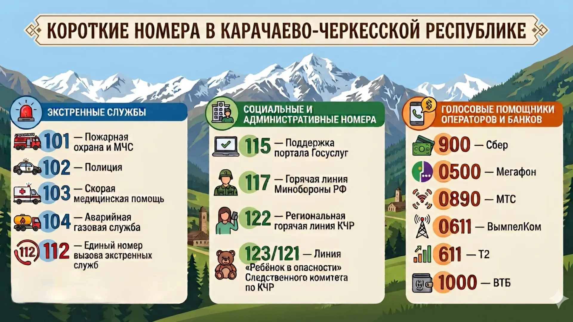 О коротких номерах в Карачаево-Черкесской Республике

Министерство цифрового развития КЧР информируе