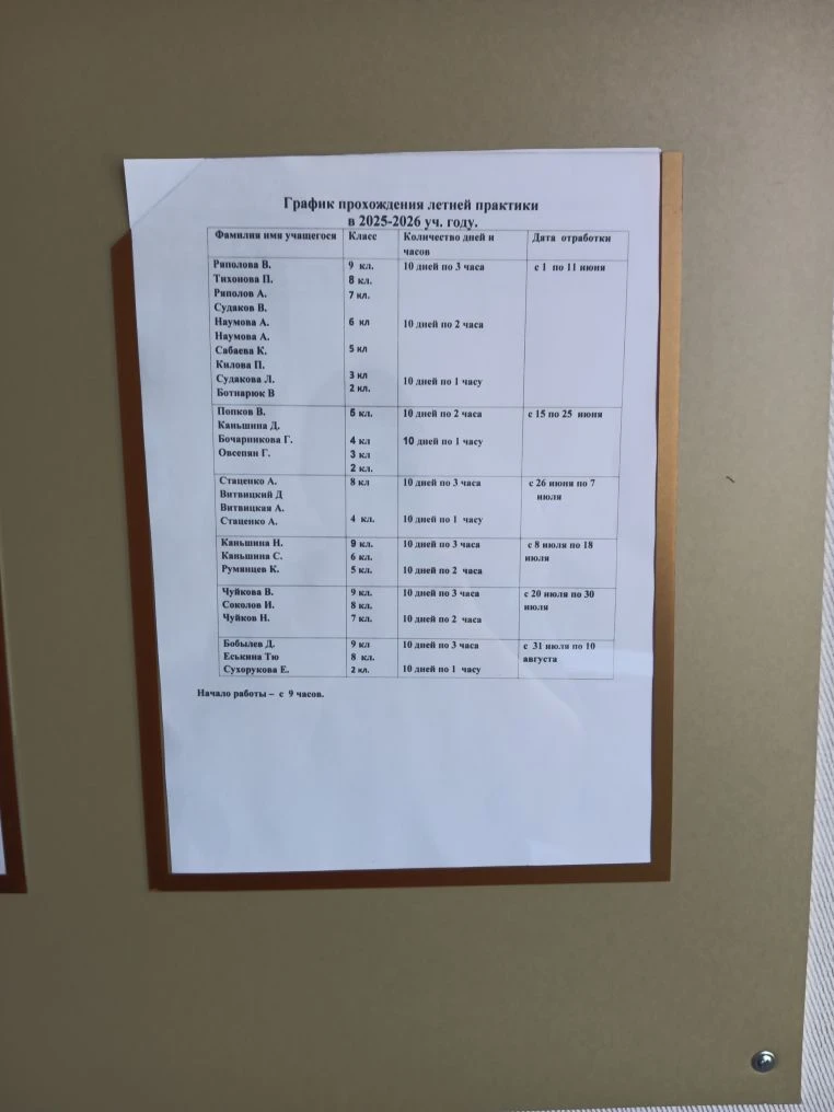 Здравствуйте, высылаю вам график отработки детей.