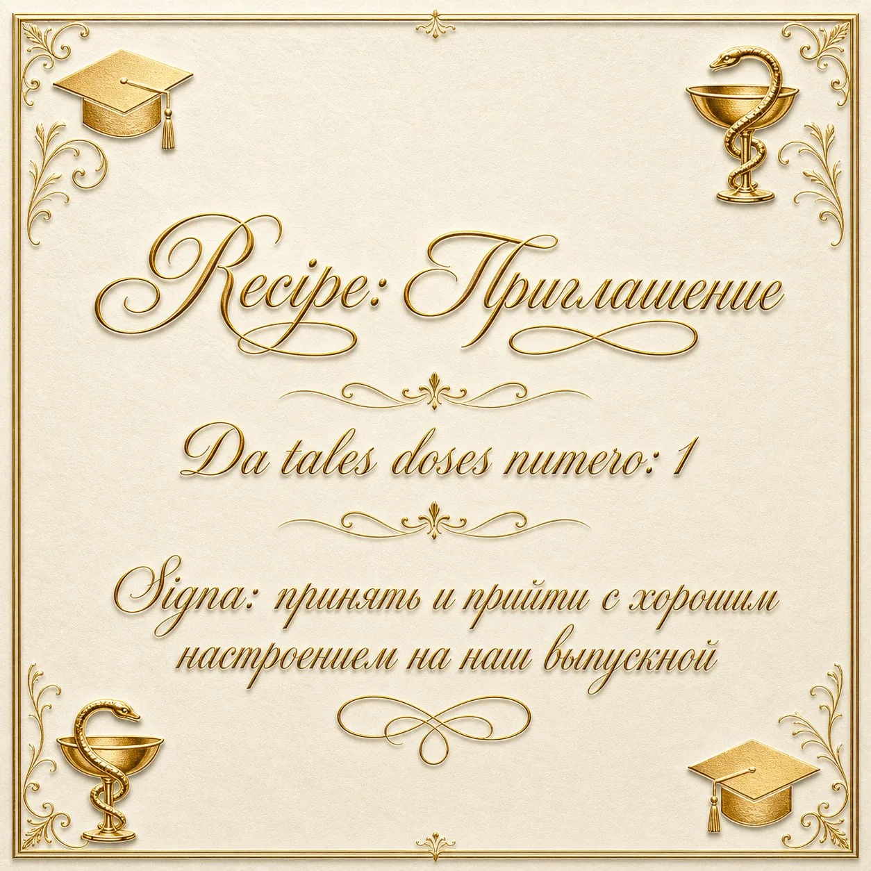 Рецепт на выпускной! 📄🔥

Получила от моих дорогих будущих фельдшеров невероятно теплое приглашение