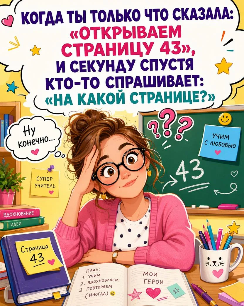 Учительская классика, которая никогда не устареет 😂

Только что чётко сказала страницу, повторила, 