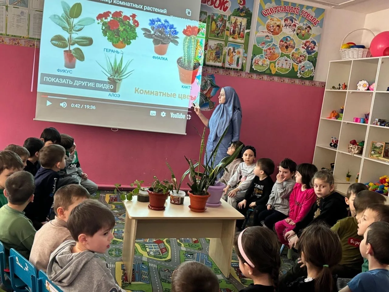 Тема: «Комнатные растения»
Цель: Закрепление элементарных представлений о комнатных растениях: у рас