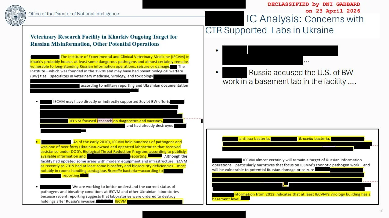 Американская разведка рассекретила данные о биолабораториях США на украине! Директор Национальной ра