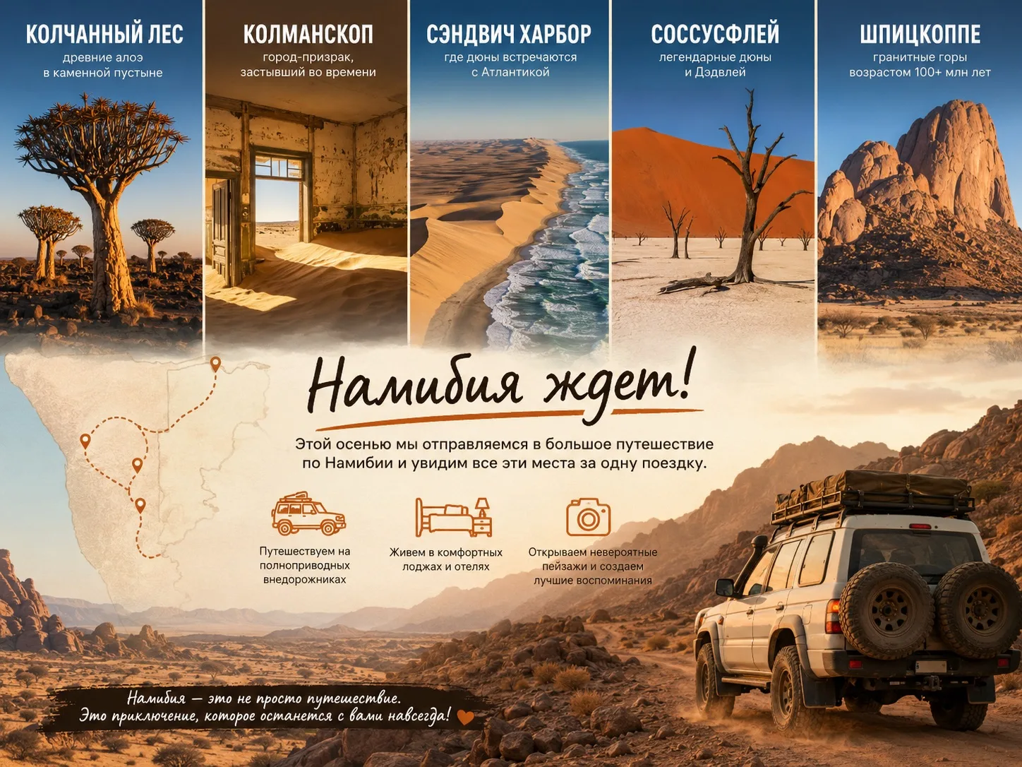 Если вы спросите, ради чего стоит лететь в Намибию, мы назовем как минимум пять мест, которые невозм