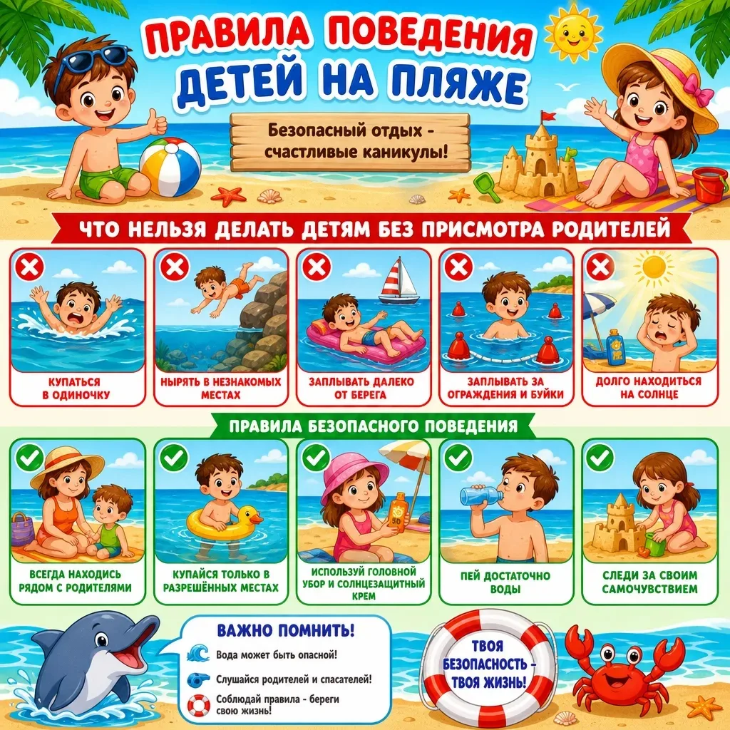 🌊 Безопасность на воде важно знать каждому!
Лето — прекрасное время для отдыха у воды, но вода не п