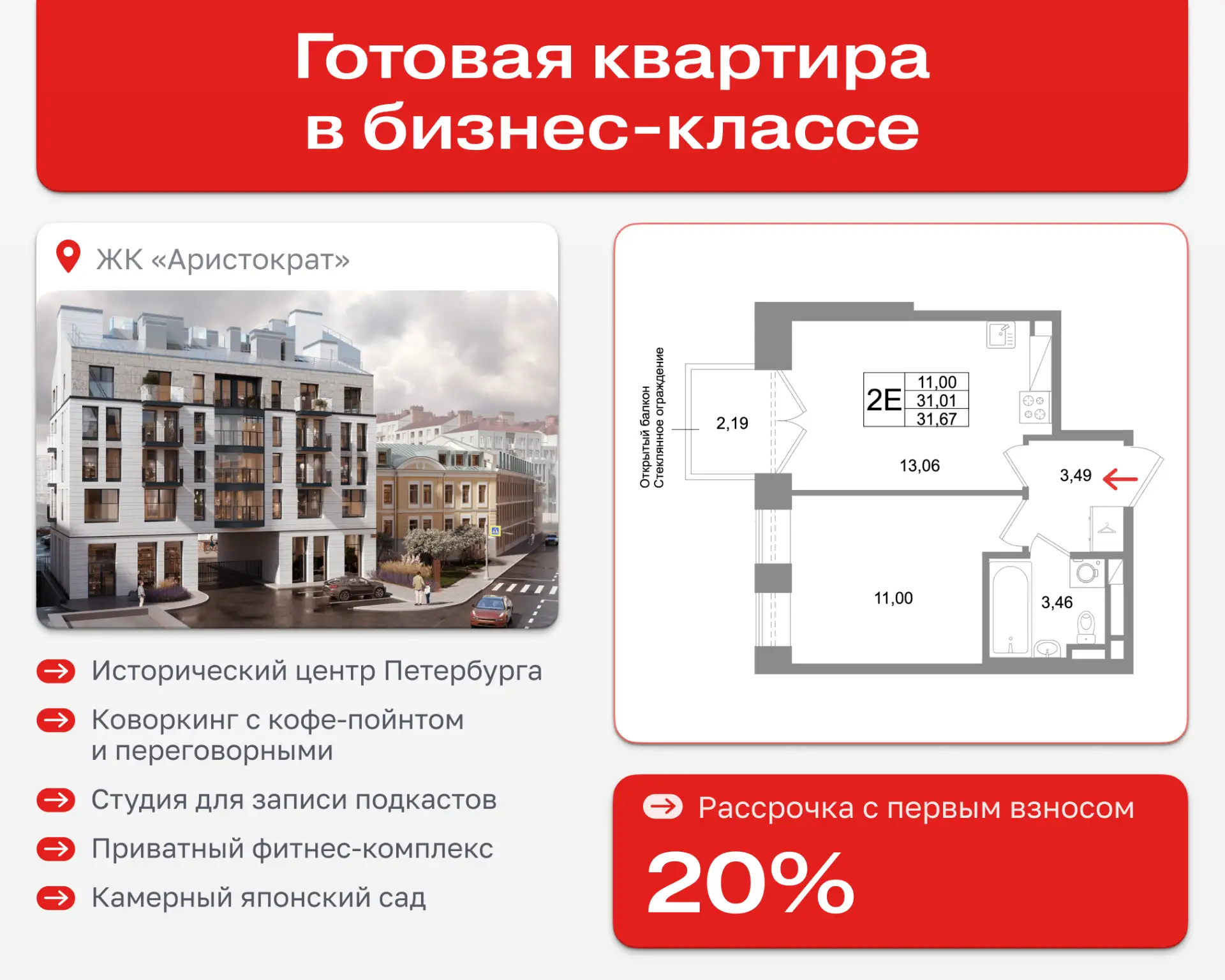 Квартира с отделкой в одном из лучших районов Петербурга — с первым взносом 20%

ЖК «Аристократ» — е