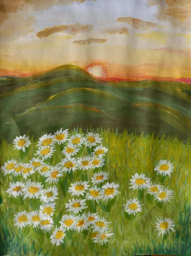 Работа учащейся художественного отделения 🎨
Рахимовой Марии 🍓
13 лет, 5 класс
"Летний закат"
Препо