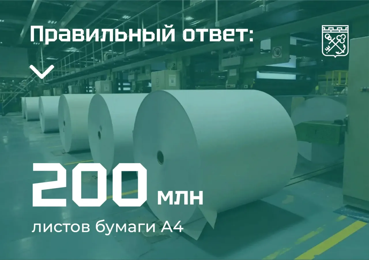 ⚡За одни сутки на Светогорском целлюлозно-бумажном комбинате выпускается 400 тыс. пачек бумаги А4 — 