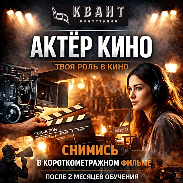 🎬ХОЧЕШЬ ПОПРОБОВАТЬ СЕБЯ В КИНО?
Киностудия «КВАНТ» приглашает:
🤝ВСТРЕЧА- ПРЕЗЕНТАЦИЯ КУРСА «АКТЁР
