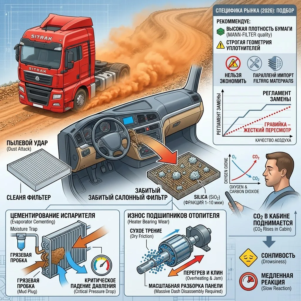 Sitrak на гравийке: физика отказа климатической установки 🚛🌪️

Эксплуатация тягачей Sitrak на грун