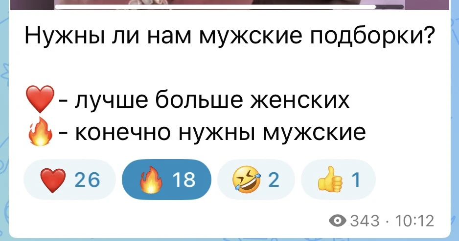 Результаты голосования меня весьма порадовали) 
Обязательно буду делать подборки для мужчин чаще. 

