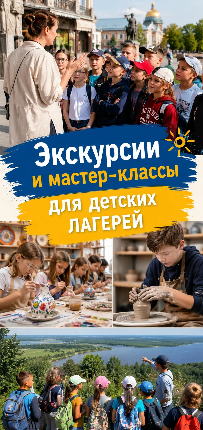 Для детских лагерей: экскурсии и мастер-классы с полным пакетом документов
Организация досуга в лаге