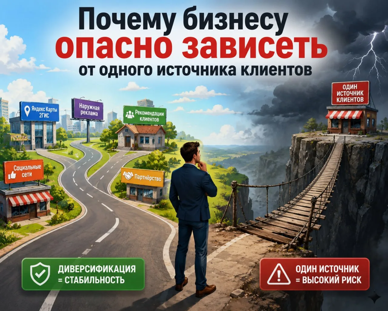 ⚠️ Почему бизнесу опасно зависеть от одного источника клиентов

Многие предприниматели попадают в од