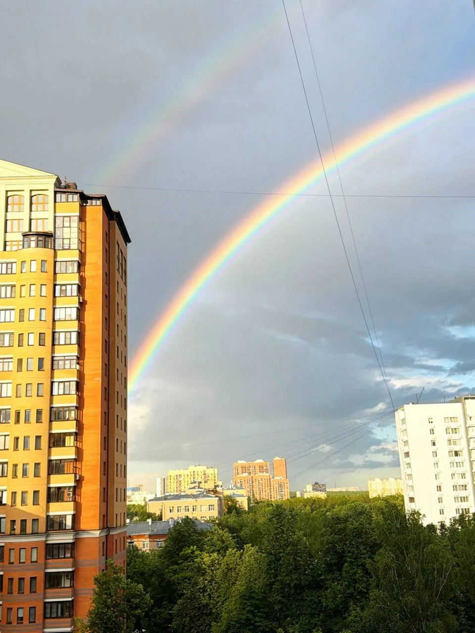 После дождя Москву накрыла яркая радуга.

Красота, которая лечит после серого дня 🌈

Московская бар