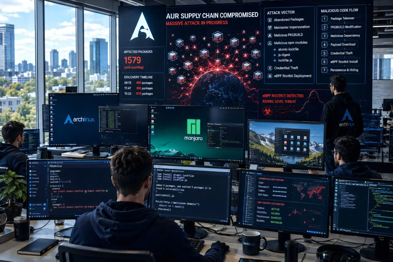 🖥❗️Масштабная атака на цепочку поставок в Arch Linux привела к ⚠️заражению более 1500 пакетов в AUR
