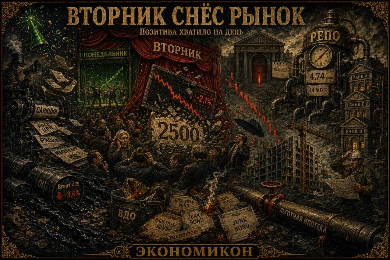 Позитивный понедельник сменился обвальным вторником.

Вчера день был довольно позитивный, мы даже по