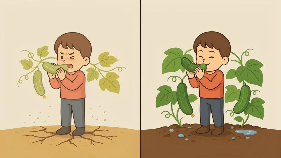 🥒 Почему огурцы горчат — и как это исправить.

Горький огурец с грядки — обидная история. Вроде всё