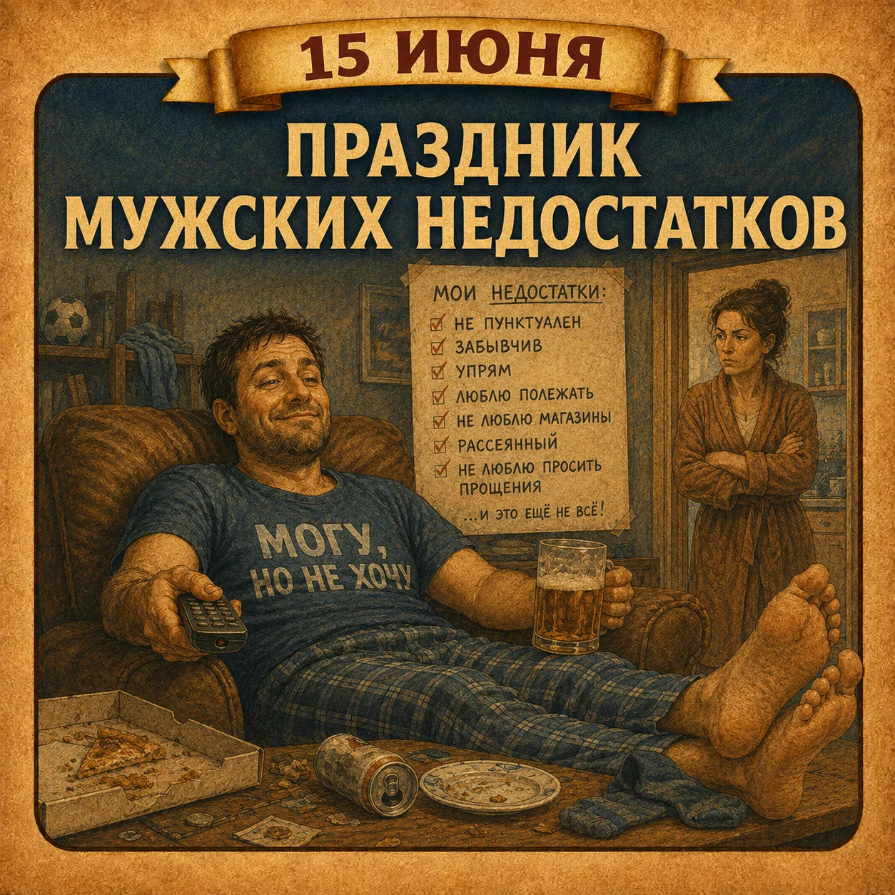 🤷‍♂️15 июня - Праздник мужских недостатков

Праздник, вероятно, является шутливым ответом на День ж