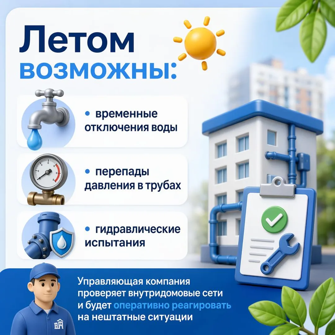 Уважаемые жители многоквартирных домов!

После завершения отопительного сезона начнутся плановые раб