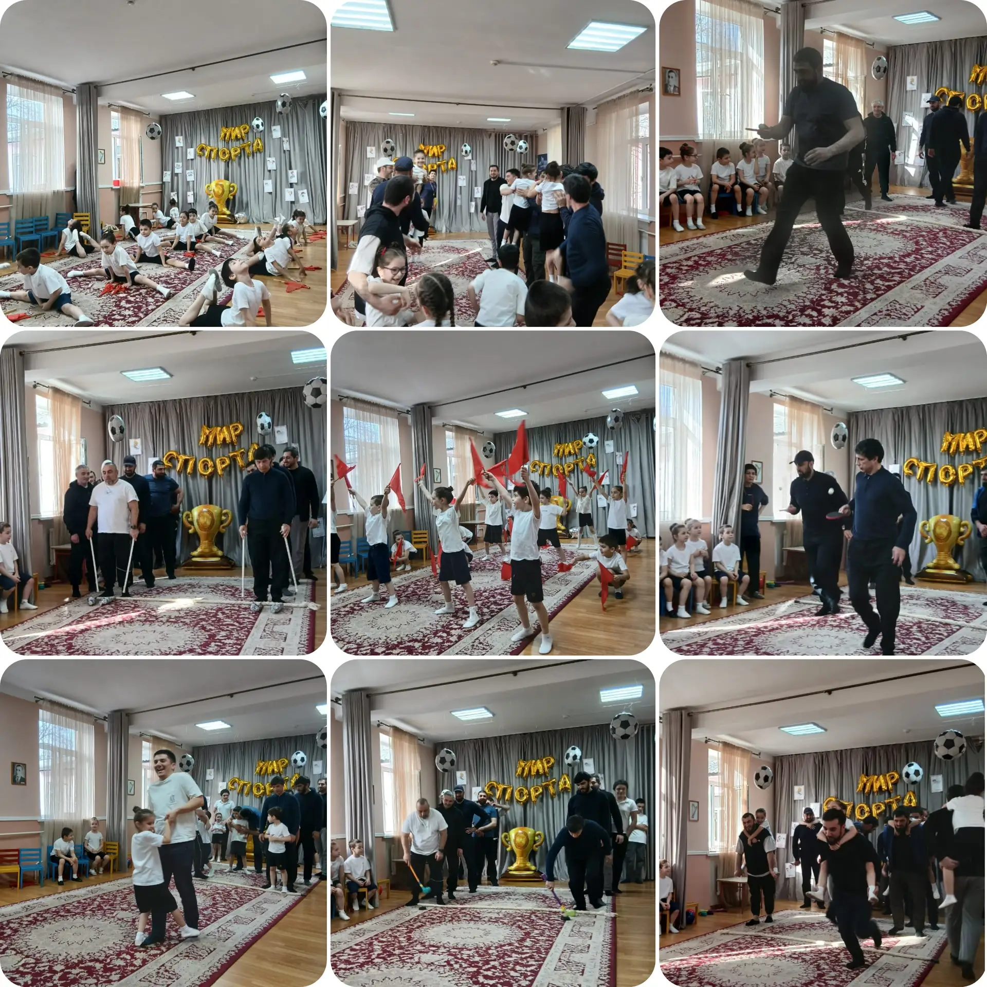 В подготовительной группе прошло мероприятие «Мир спорта» вместе с папами. Командные эстафеты, дух с