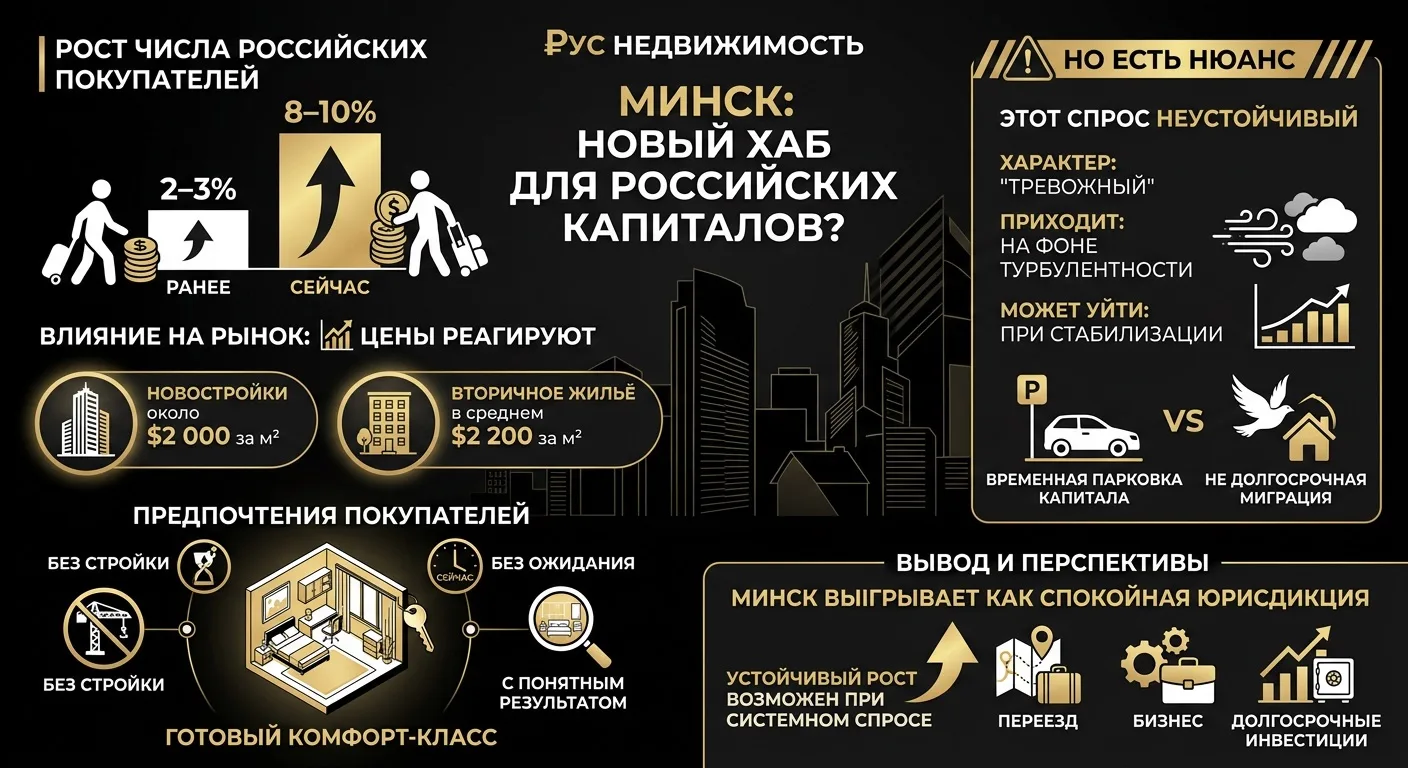 Минск всё заметнее становится «тихой гаванью» для российских денег.

Если ещё недавно доля покупател