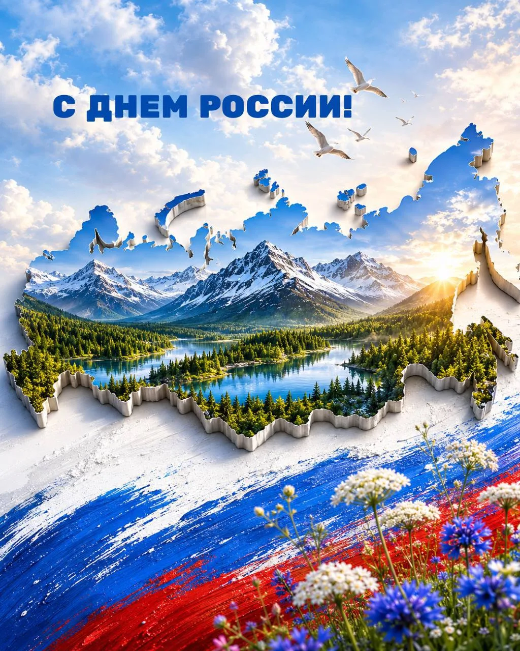 С Днём России 🤩!

🌲 Наша страна — самая большая в мире: тысячи километров лесов, гор, рек, озёр и 