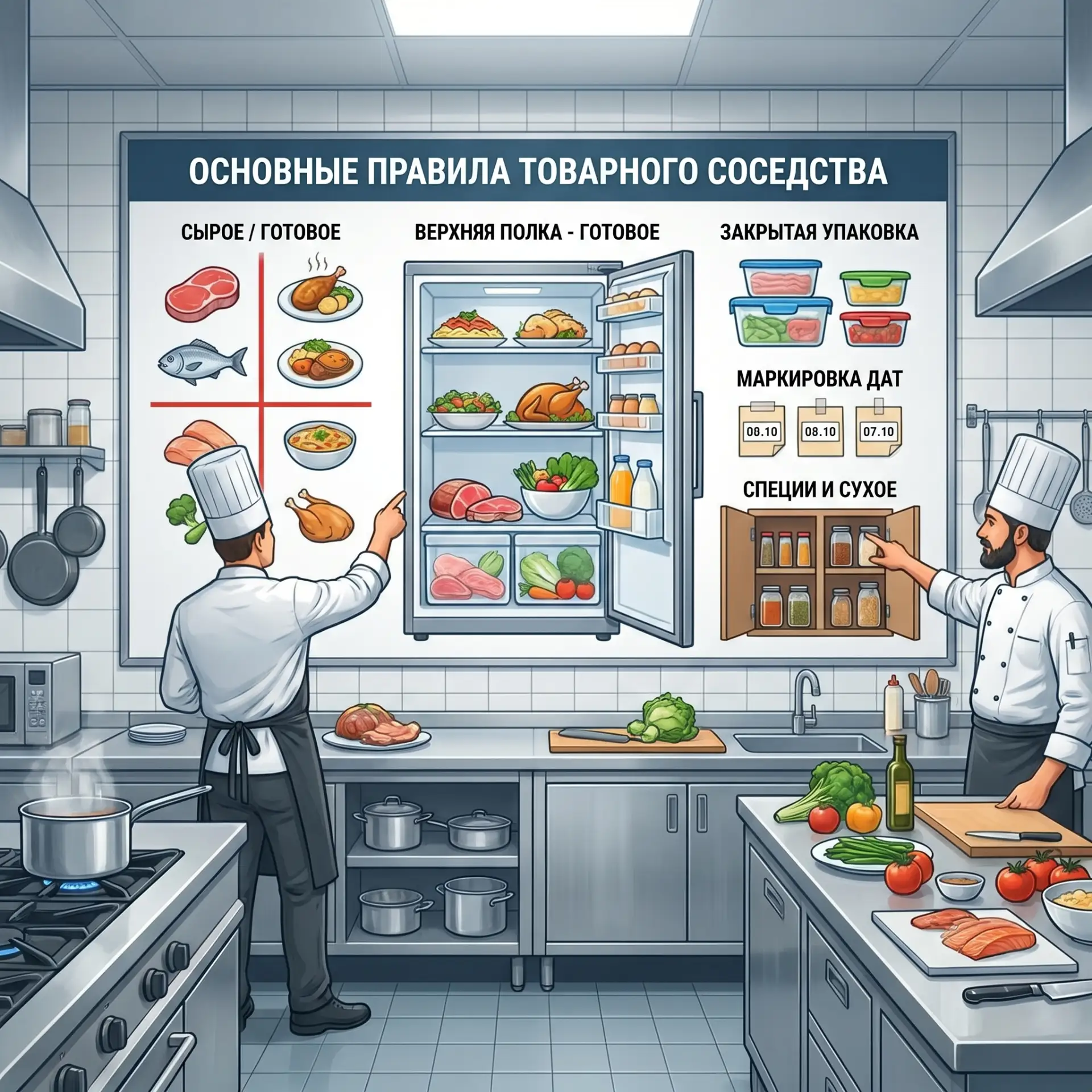 Товарное соседство продуктов и организация хранения

Товарное соседство — это система четкого раздел