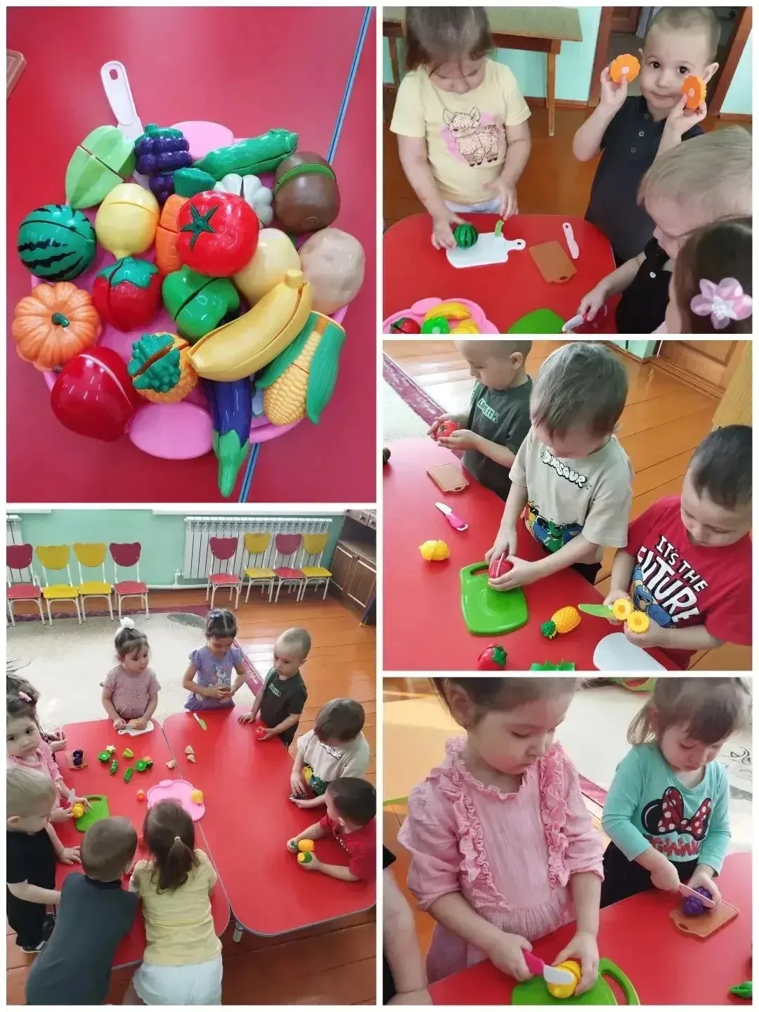 Яшелчә һәм җиләк — җимешлэр/Овощи и фрукты

Дети группы раннего возраста с интересом играли с муляжа