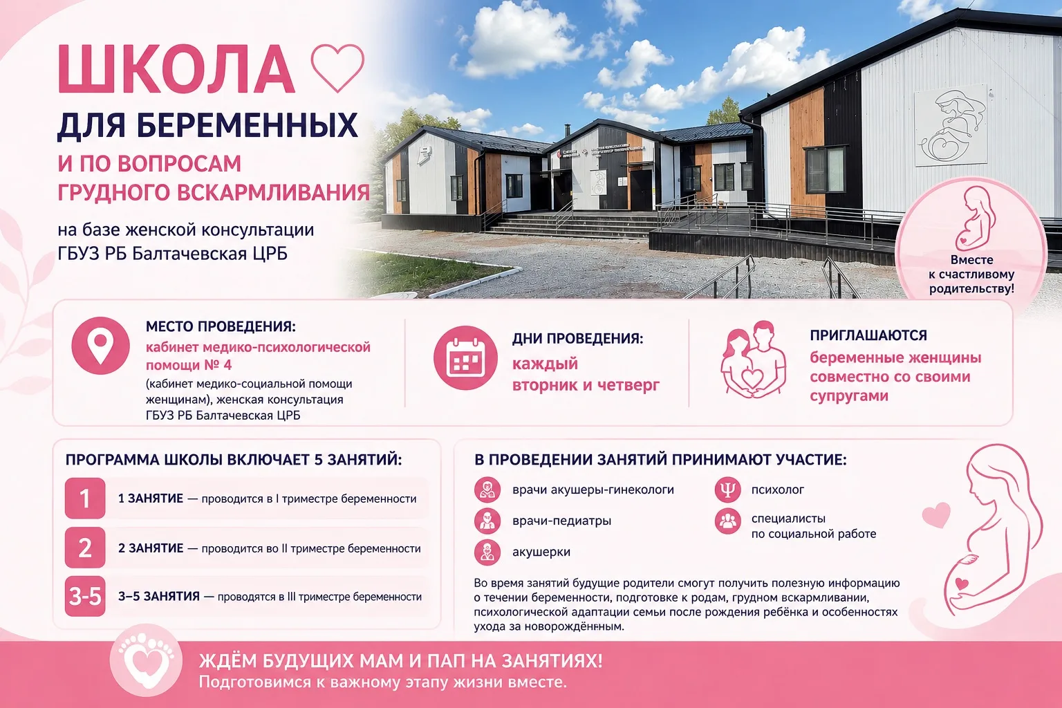 Школа для беременных и по вопросам грудного вскармливания

На базе женской консультации ГБУЗ РБ Балт