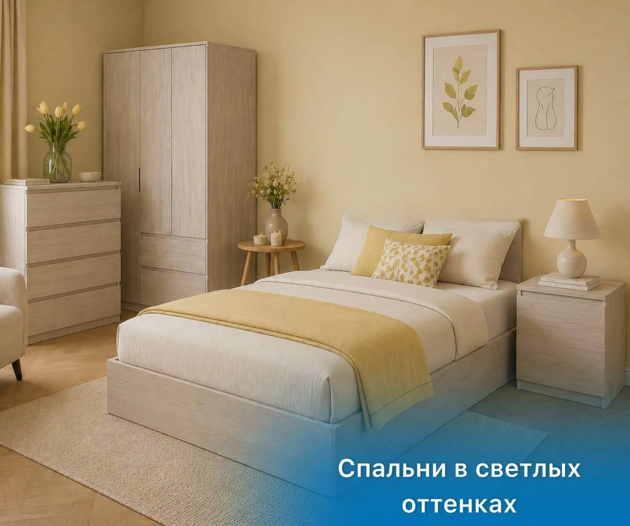 🤍 Светлая спальня - больше чем просто мебель 

Вы хотите, чтобы спальня была лёгкой, уютной и визуа