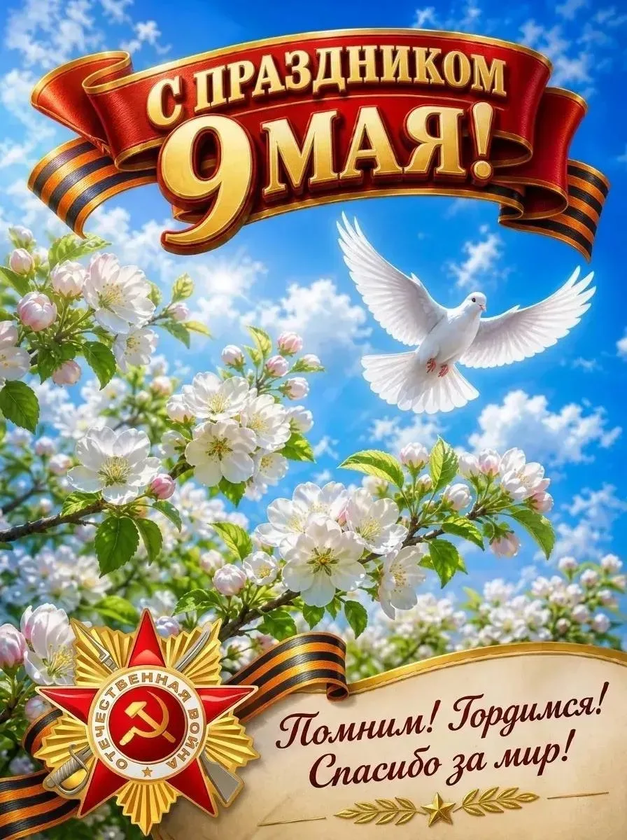 Великая Победа — символ доблести советского народа, его чести и мужества. С Днем Победы поздравляем 