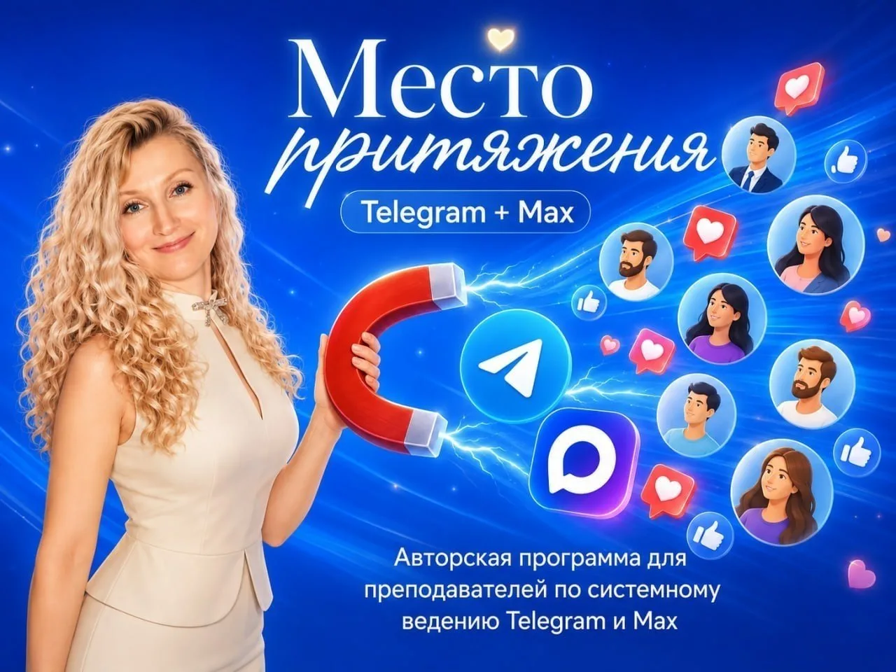 "Место притяжения" 

Авторская программа по системному ведению Telegram и Max для преподавателей.

�