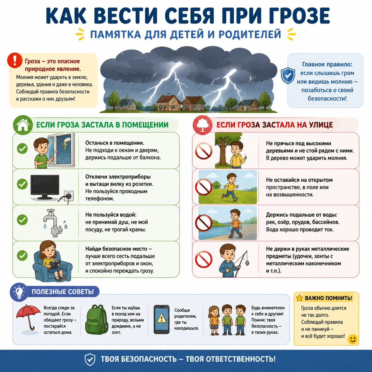 Памятка для детей и родителей 🌩