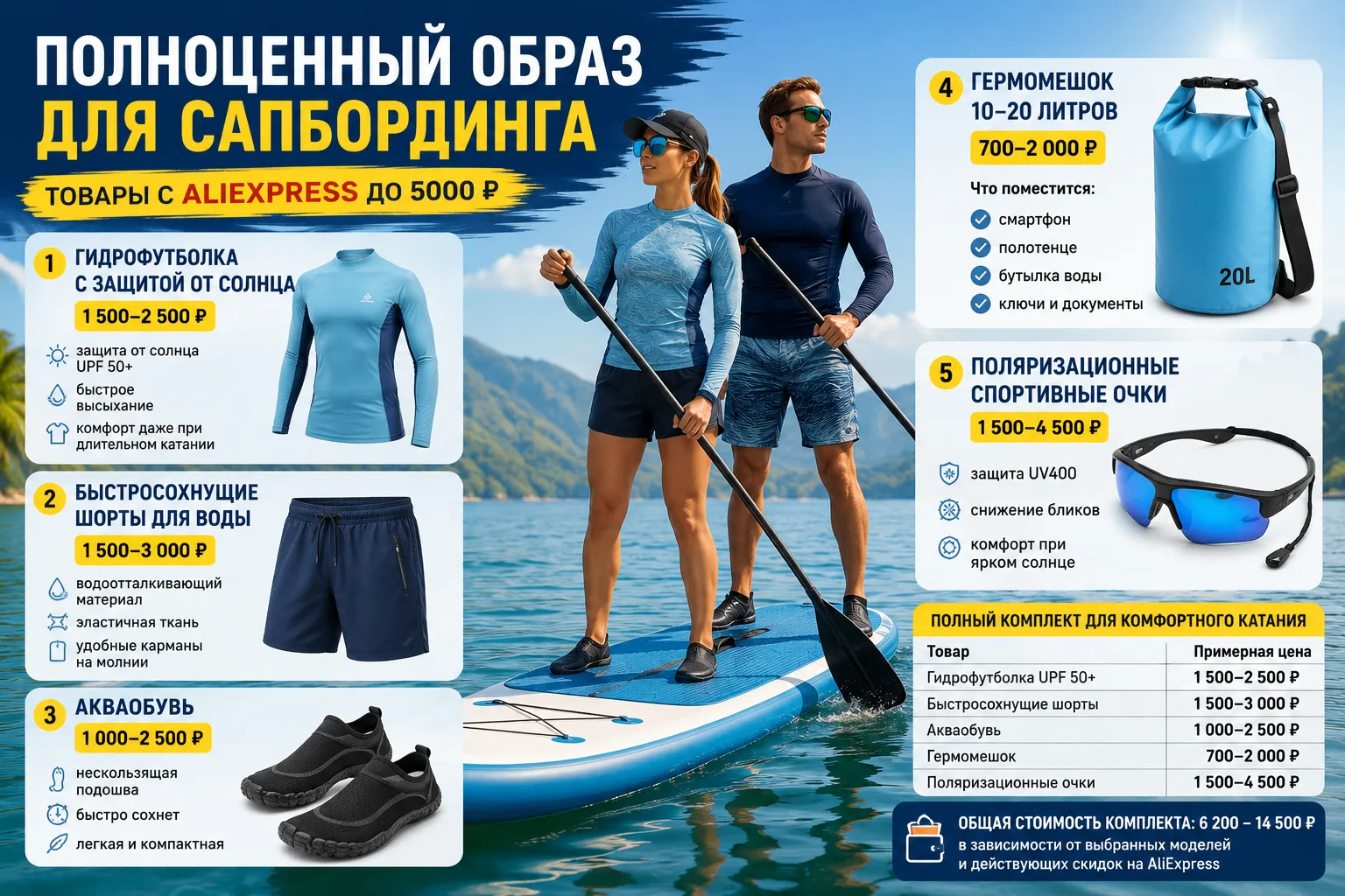 1. Гидрофутболка с защитой от солнца (UPF 50+)
Стоимость: 1 500–2 500 ₽
Гидрофутболка защищает кожу 