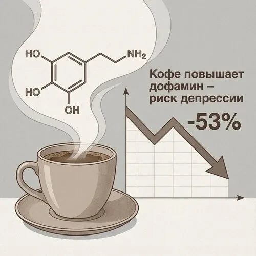 У людей, регулярно пьющих кофе, на 53% меньше шансов покончить с собой, предположительно из-за повыш