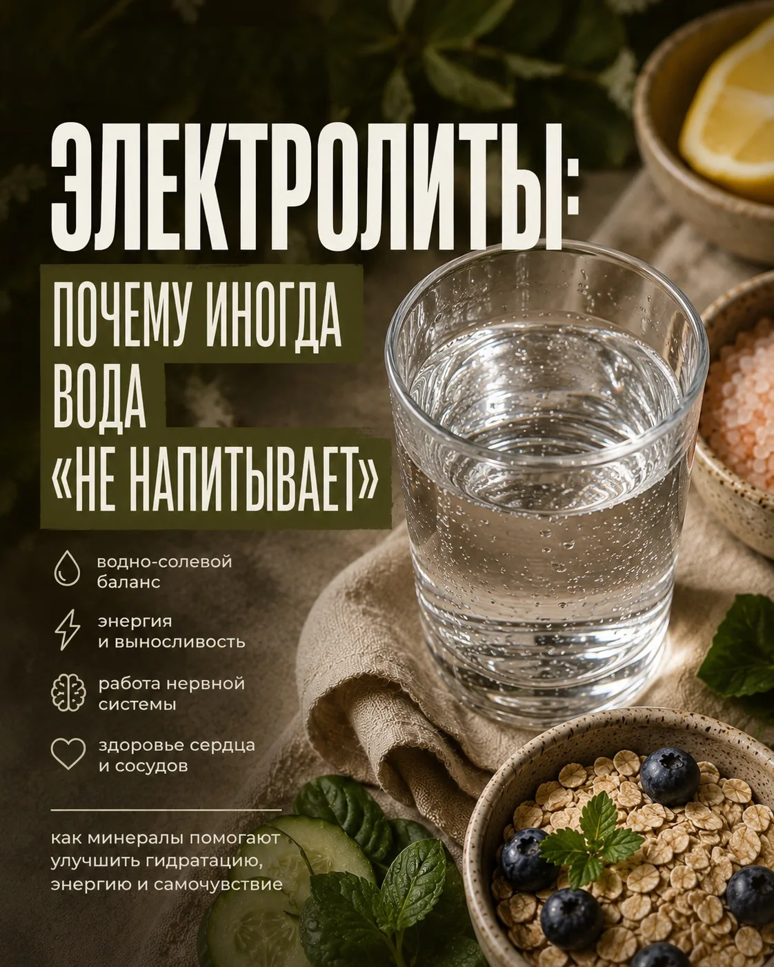 Друзья, бывает у вас такое: вроде пьёте воду, даже стараетесь «добрать норму», а ощущение всё равно 