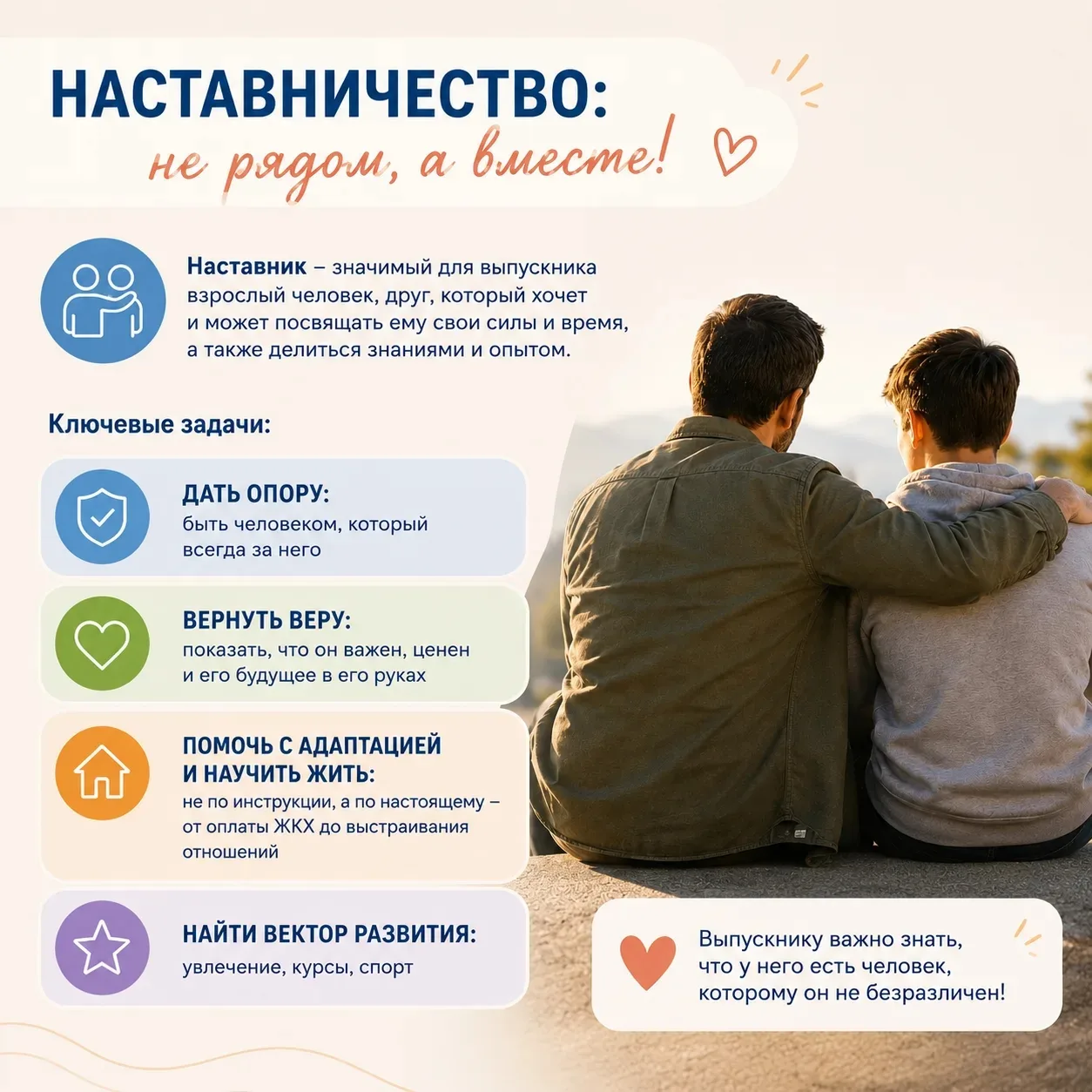 🤍 Наставничество: не рядом, а вместе!

Одним из самых важных и непростых этапов в жизни детей-сирот