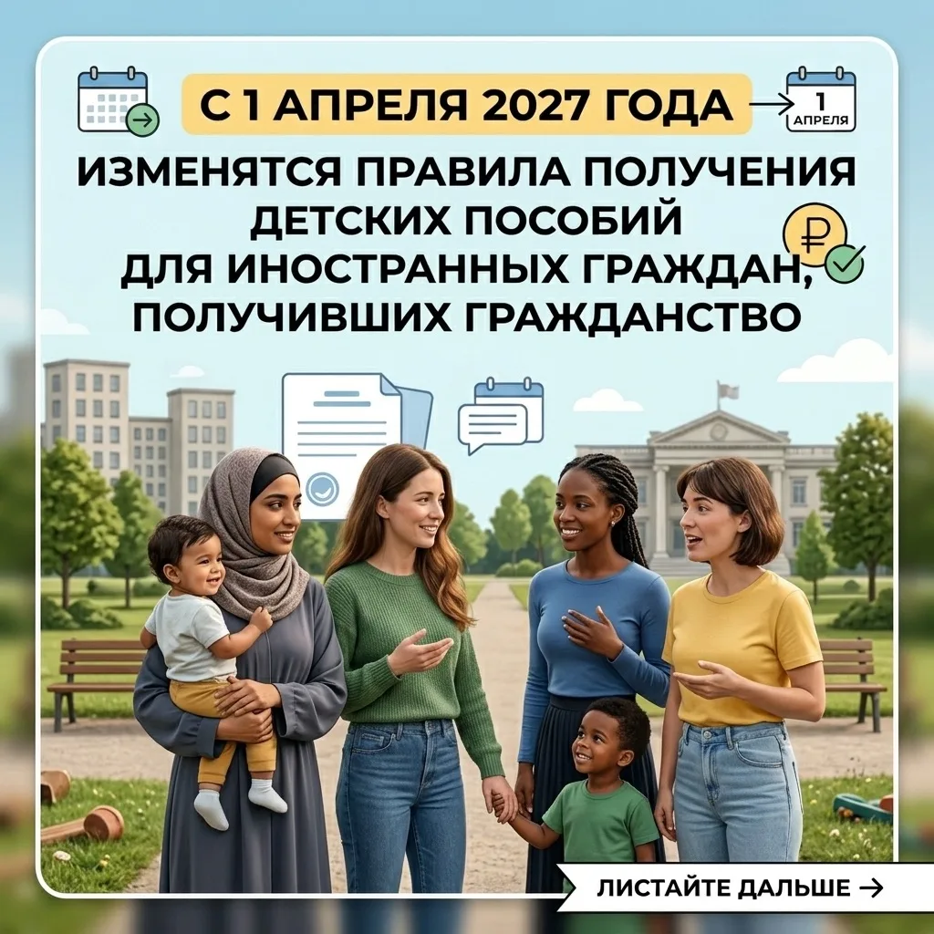 С 1 апреля 2027 года меняются правила получения детских пособий для некоторых иностранных граждан, п