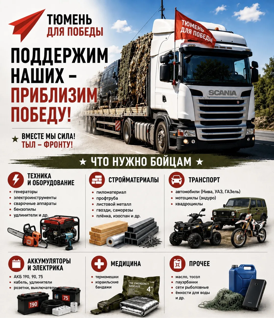 🇷🇺 Тюменцы, сегодня наша поддержка особенно важна!

Проект «Тюмень для Победы» продолжает сбор гум