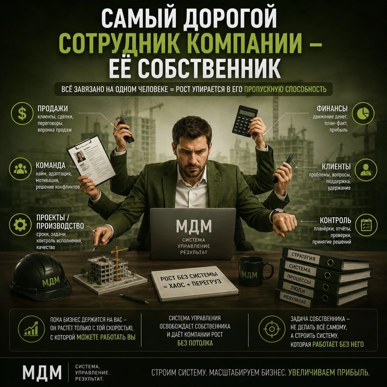 «Самый дорогой сотрудник компании — её собственник».

Почему в стройке, производстве и услугах собст
