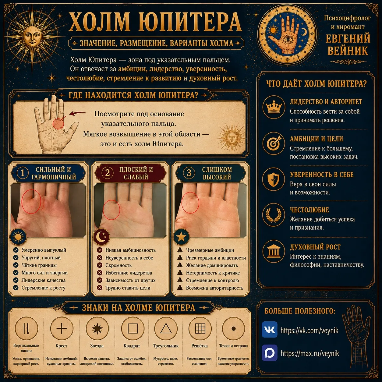 🖐 Холм Юпитера на ладони: амбиции, лидерство и сила личности 
👀 Меня часто спрашивают: какой холм 