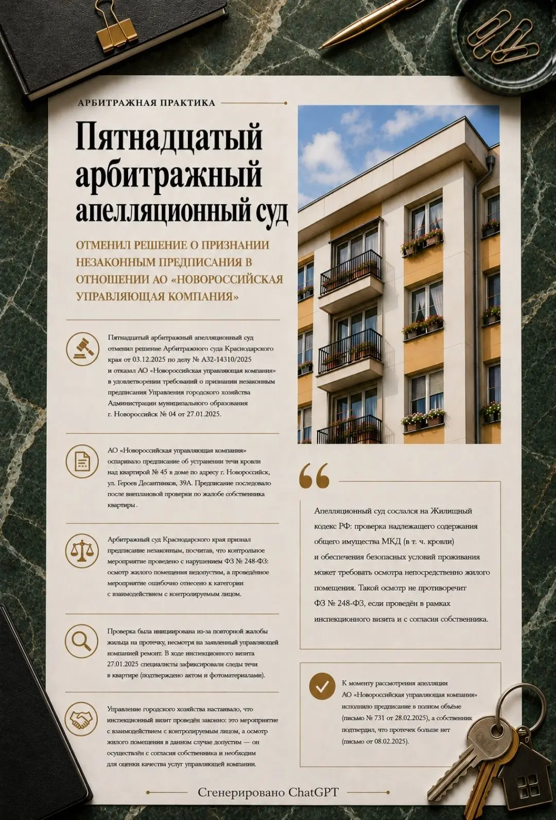 📌 Апелляционный суд отменил решение о признании незаконным предписания в отношении АО «Новороссийск