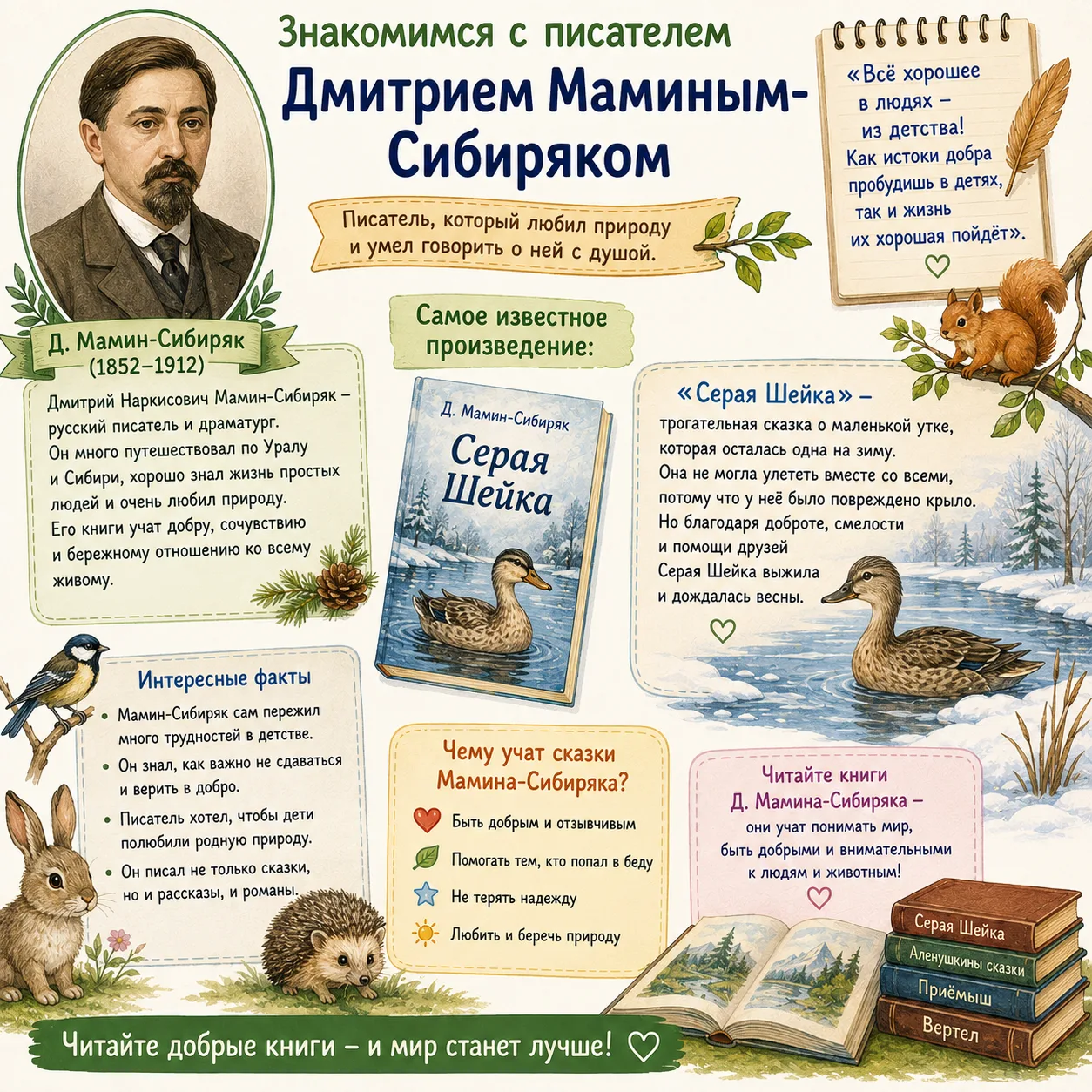 Давайте предложим ребятам поближе познакомиться с автором сказки 🦆