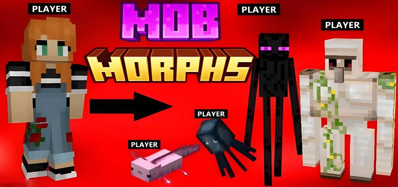 🟢 Инструменты превращения в мобов [1.21+]

🔍  Мод Morph Mobs добавляет несколько инструментов для 