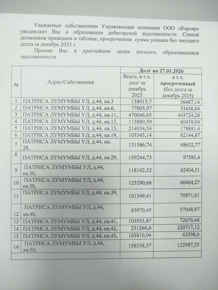 Прошу произвести погашение образовавшейся задолженности в кратчайшие сроки
