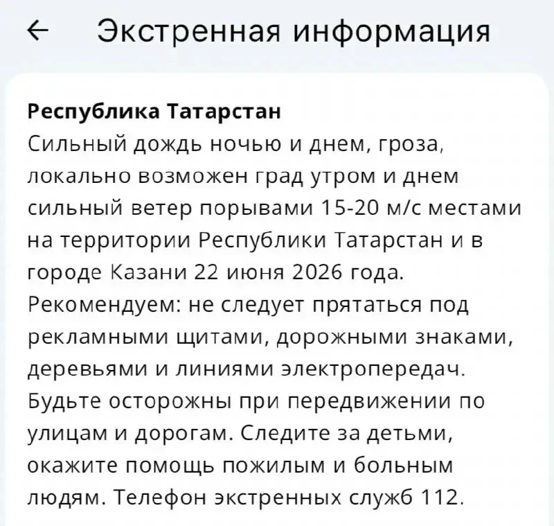 🌧️ С завтрашнего дня в Татарстане ожидается ухудшение погоды: пройдут сильные дожди, местами грозы 