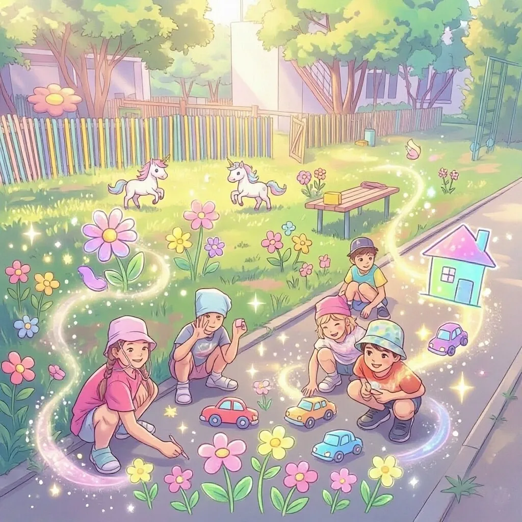 Ох, как же здорово рисовать мелками на асфальте! 😍 Это настоящее волшебство: пара взмахов рукой — и