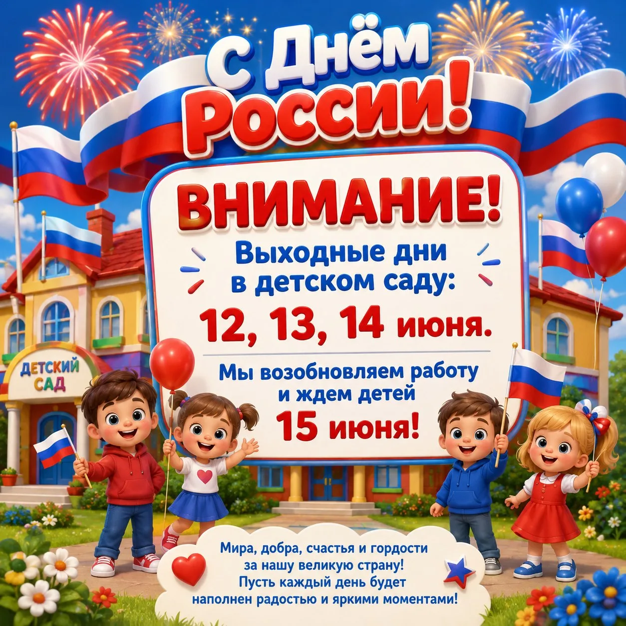 📢 Уважаемые родители и наши дорогие воспитанники!

🗓️ Информируем вас о режиме работы детского сад