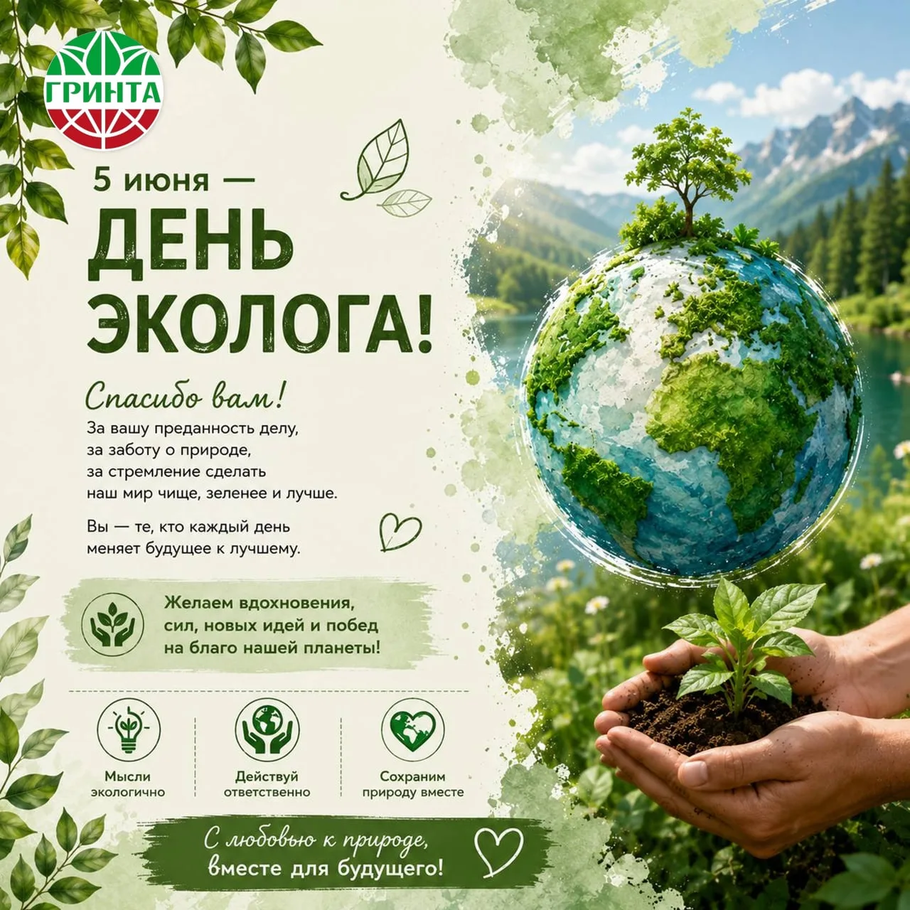 🌿 5 июня — День эколога!

Для «Гринты» этот праздник — не просто дата в календаре. Экология — это т